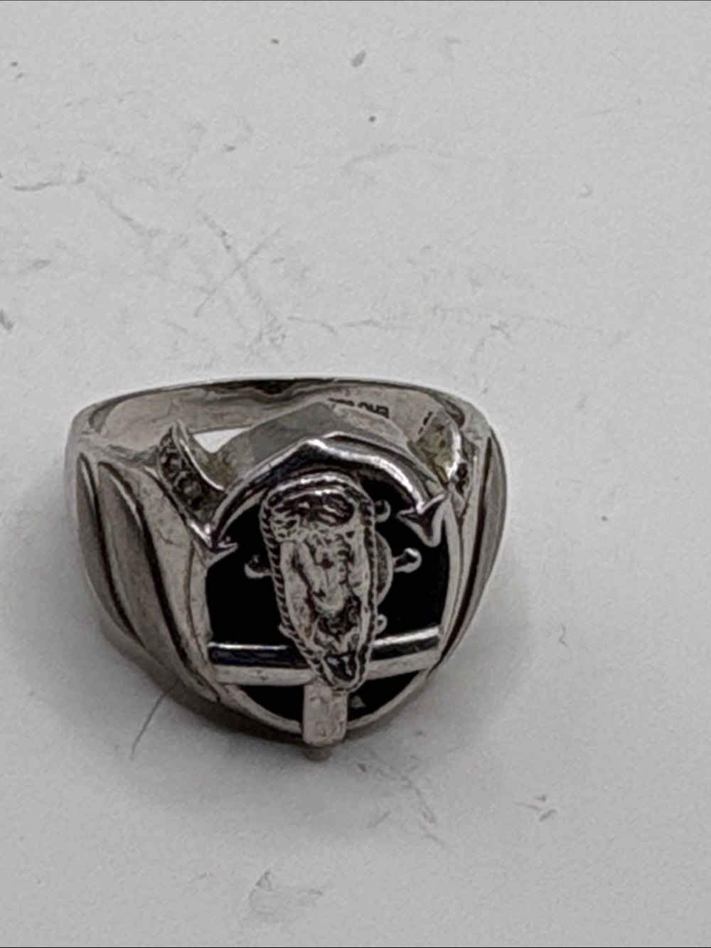 Sterling Silver Black Enamel Men's Signet Ring size 11